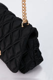 Recycled Quilted Satin Crossbody Bag - Black