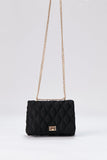 Recycled Quilted Satin Crossbody Bag - Black