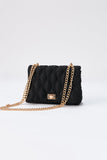 Recycled Quilted Satin Crossbody Bag - Black