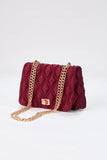 Recycled Quilted Satin Crossbody Bag - Burgundy