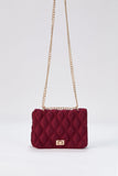 Recycled Quilted Satin Crossbody Bag - Burgundy