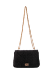 Quilted Velvet Crossbody Bag - Black