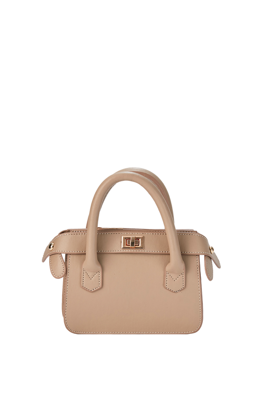 Mini Vegan Leather Crossbody Bag - Beige