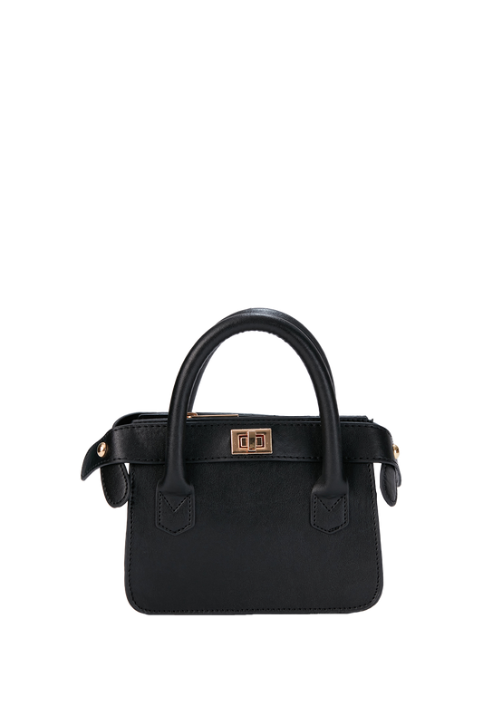 Mini Vegan Leather Crossbody Bag - Black