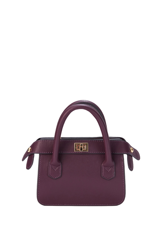 Mini Vegan Leather Crossbody Bag - Plum