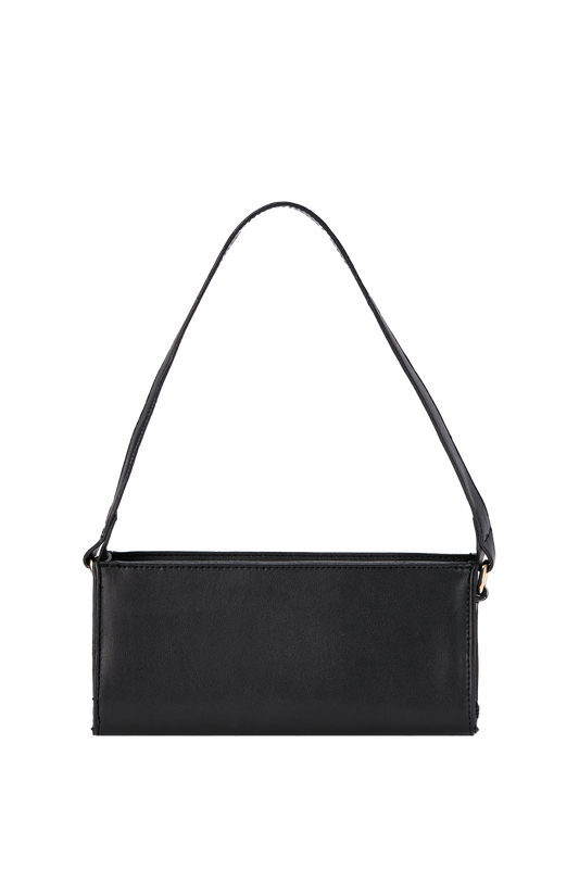 Vegan Leather Shoulder Bag - Black