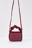 Satin All Over Diamante Camera Bag - Burgundy