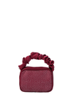 Satin All Over Diamante Camera Bag - Burgundy