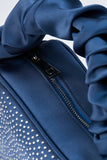 Satin All Over Diamante Camera Bag - Blue