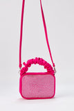 Satin All Over Diamante Camera Bag - Pink