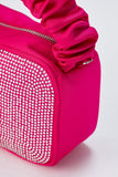 Satin All Over Diamante Camera Bag - Pink