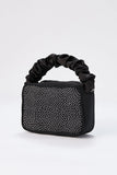 Satin All Over Diamante Camera Bag - Black