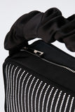 Satin Diamante Camera Bag - Black