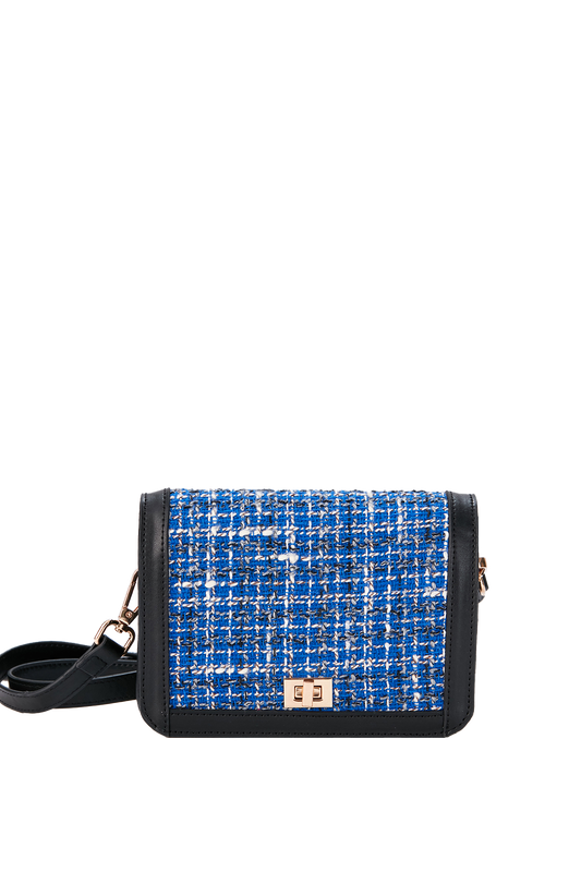 Tweed Crossbody Bag - Blue