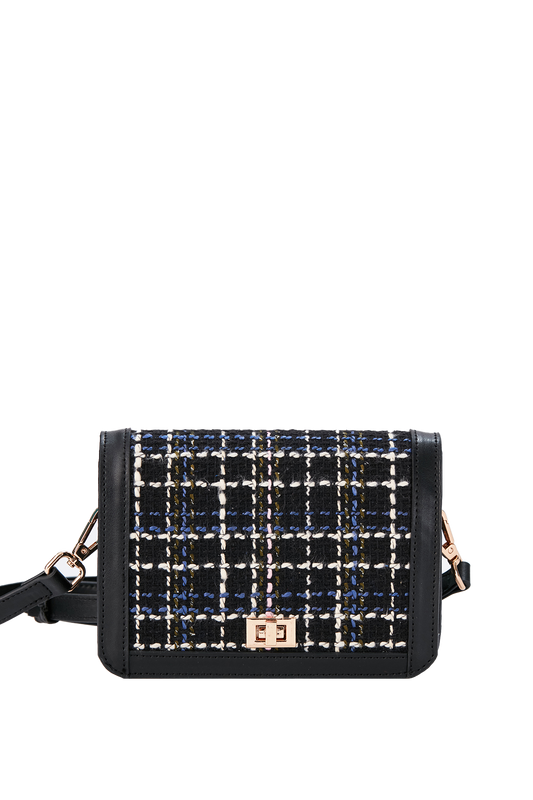 Tweed Crossbody Bag - Black