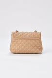 Quilted Plant Based Crossbody Bag - Nude