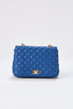 Quilted Plant Based Crossbody Bag - Blue