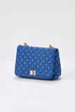 Quilted Plant Based Crossbody Bag - Blue