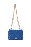 Quilted Plant Based Crossbody Bag - Blue