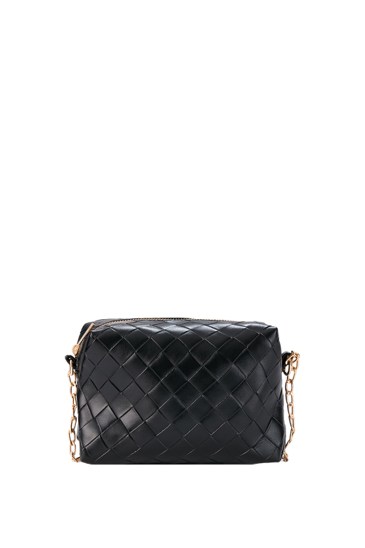 Braided Look Mini Crossbody Bag - Black