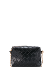 Braided Look Mini Crossbody Bag - Black