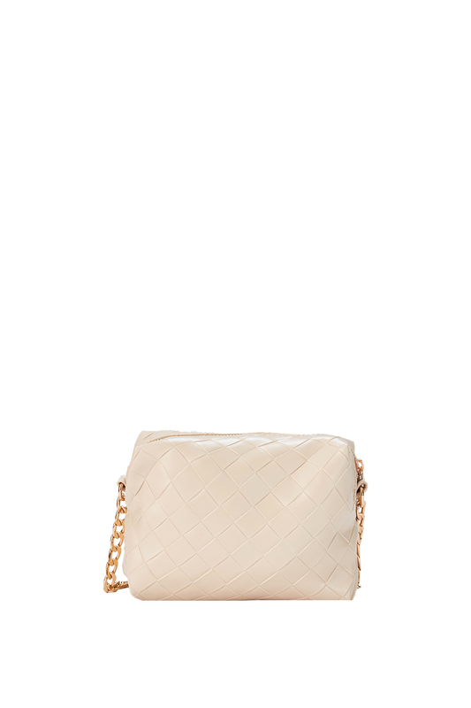Braided Look Mini Crossbody Bag - Beige