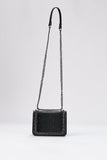 Croco Chain Shoulder Bag - Black