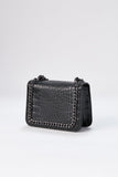 Croco Chain Shoulder Bag - Black