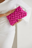 Quilted Satin Clutch Bag - Fuchsia Pink