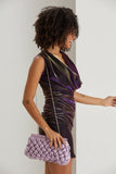 Quilted Satin Clutch Bag - Lilac