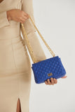 Quilted Plant Based Crossbody Bag - Blue