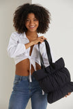 Quilted Puffy Tote Bag - Black