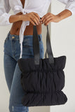 Quilted Puffy Tote Bag - Black