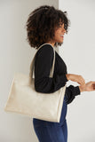 Crinkle Patent Tote Bag - Cream
