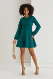 Knot Detail A Line Mini Dress - Green