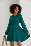 Knot Detail A Line Mini Dress - Green