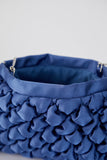 Quilted Satin Clutch Bag - Blue