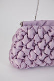 Quilted Satin Clutch Bag - Lilac