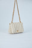 Wavy Vegan Leather Hand bag - Cream