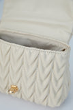 Wavy Vegan Leather Hand bag - Cream