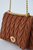 Wavy Vegan Leather Hand bag - Brown