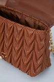Wavy Vegan Leather Hand bag - Brown