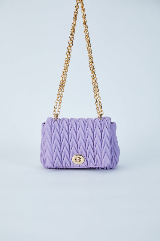 Wavy Vegan Leather Hand bag - Lilac