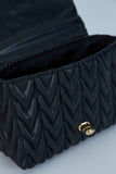 Wavy Vegan Leather Hand bag - Black