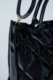 Quilted Nylon Tote Bag - Black