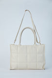 Quilted Vegan Leather Tote Bag - Cream