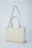 Quilted Vegan Leather Tote Bag - Cream