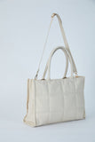Quilted Vegan Leather Tote Bag - Cream