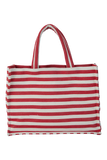 Striped Canvas Tote Bag - Red & White