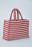 Striped Canvas Tote Bag - Red & White